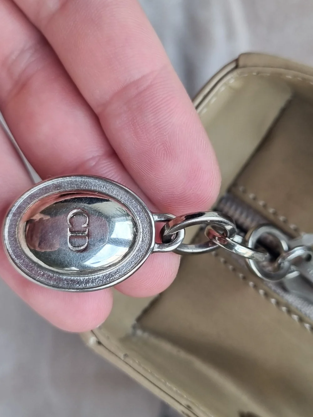 Dior Beige Patent Lady Dior Tote + COA